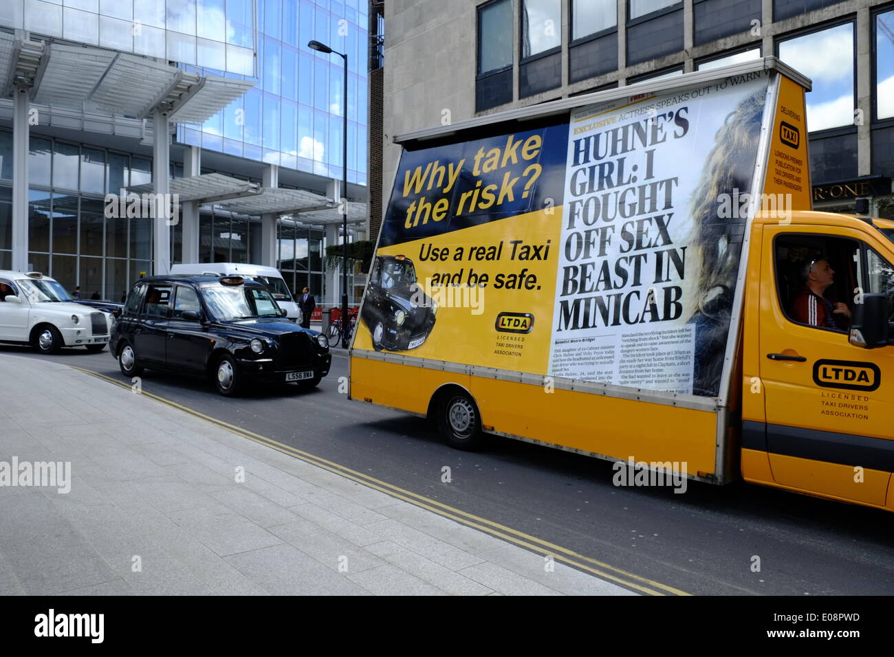 London, UK. 06th May, 2014. Black Cabbies held a demo near the Shard against TFL causing traffic chaos. Credit:  Rachel Megawhat/Alamy Live News Stock Photo
