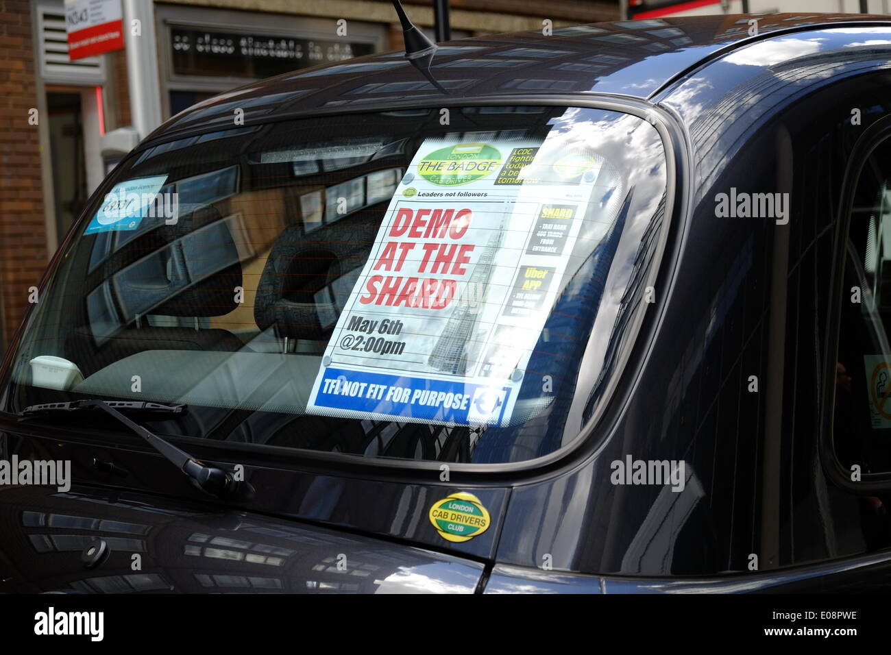 London, UK. 06th May, 2014. Black Cabbies held a demo near the Shard against TFL causing traffic chaos. Credit:  Rachel Megawhat/Alamy Live News Stock Photo