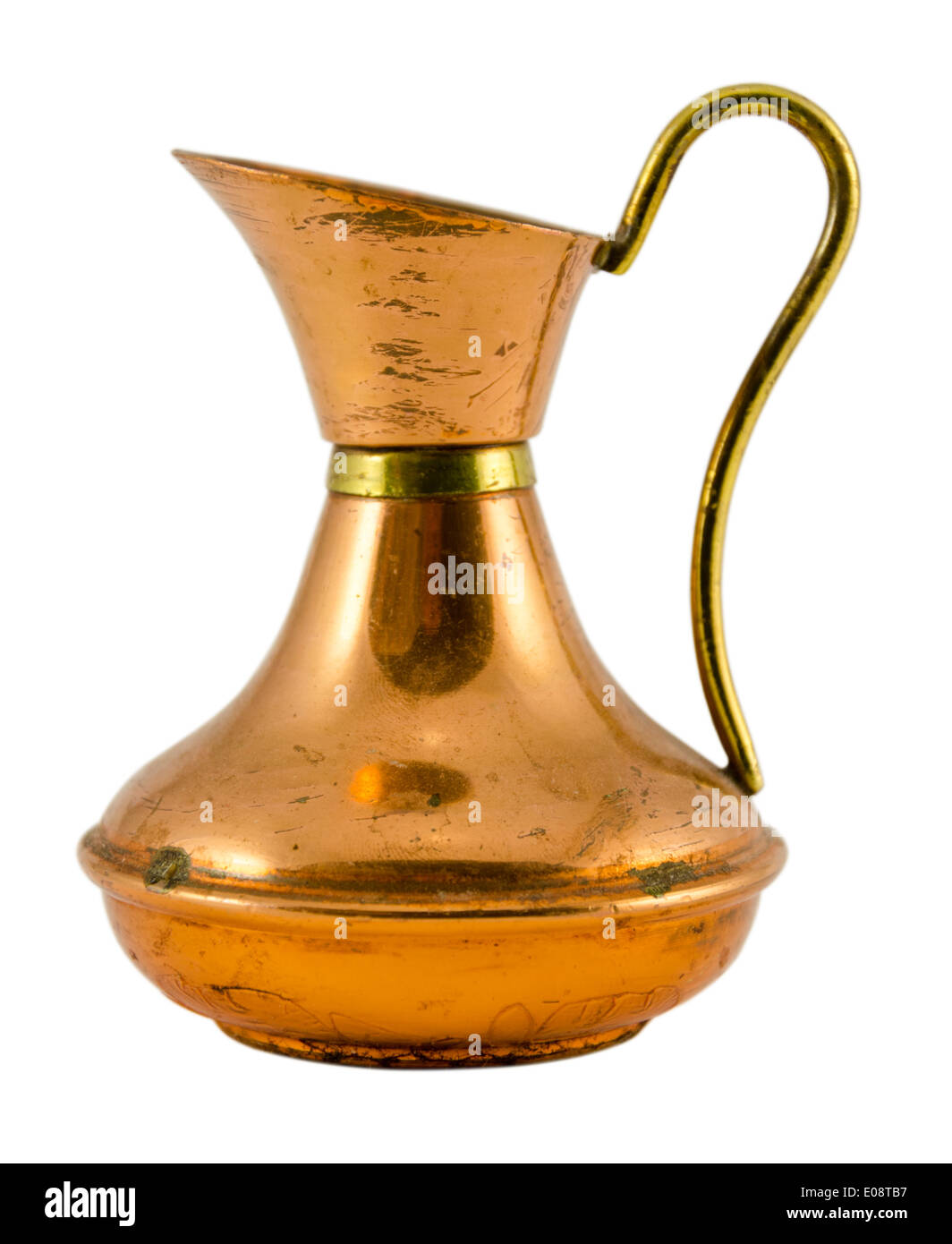 antique brass decanter fine form with handle isolated on white