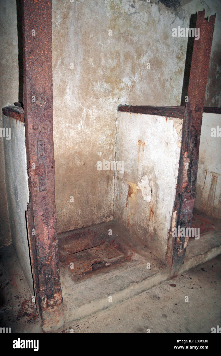 A latrine (toilet) inside Fort de Vaux, Verdun, Lorraine, France Stock