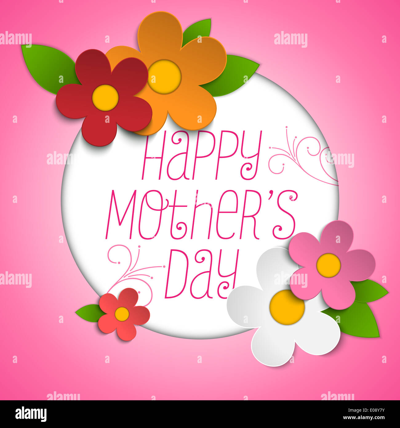 Vector - Happy Mothers Day Card with Flowers Stock Photo - Alamy
