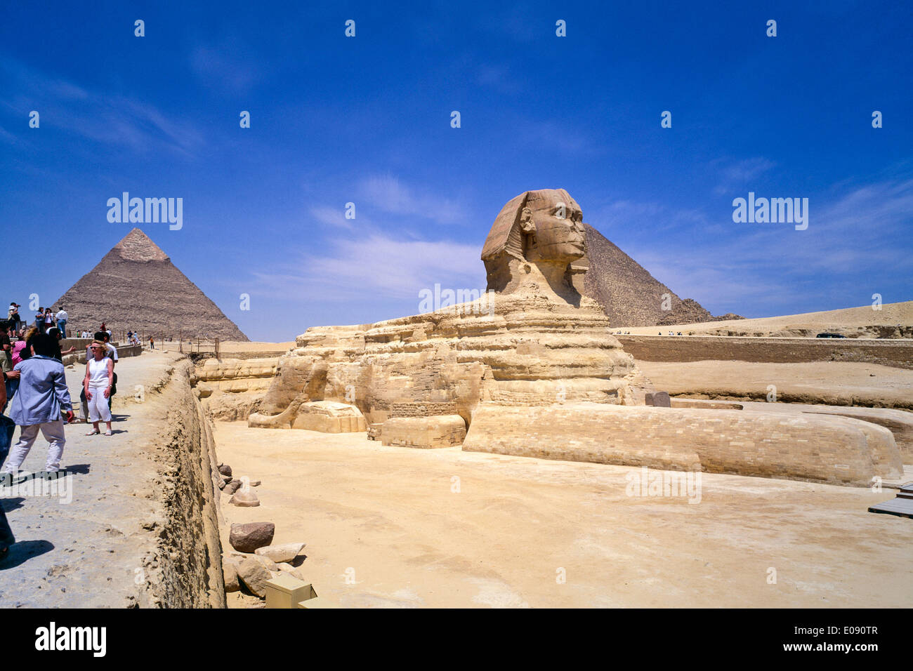 The Sphinx and Great pyramids of Cheops and Chephren at Giza Egypt ...