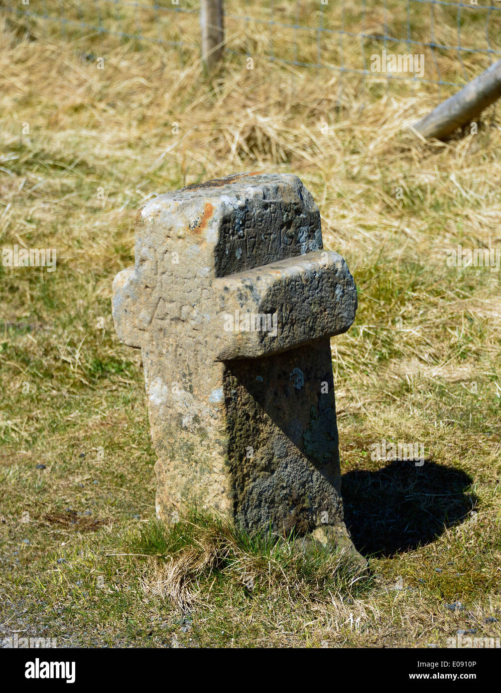 Killhope Cross. Killhope Head, Cumbria / Weardale boundary, England, United Kingdom, Europe. Stock Photo