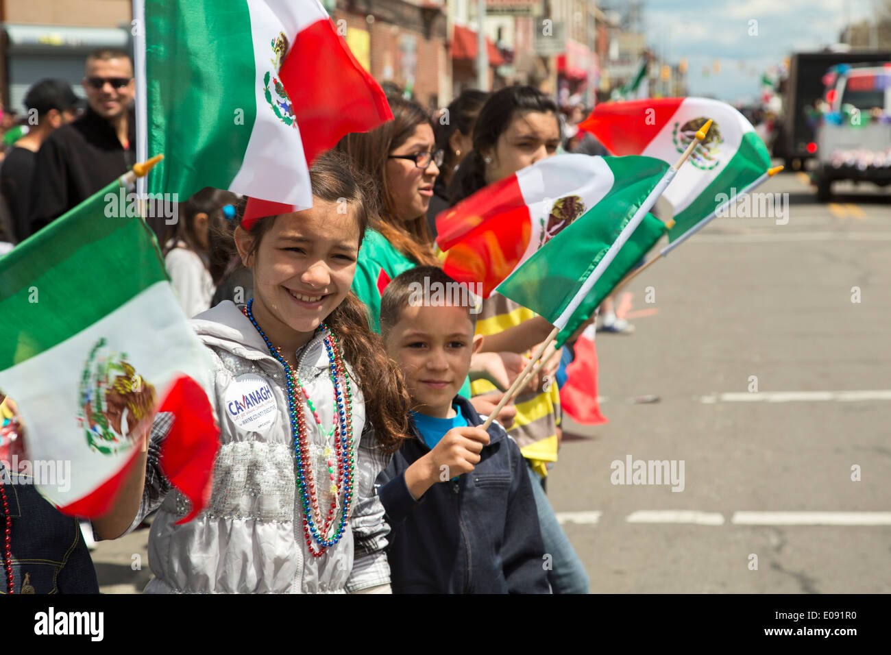 Detroit, Michigan - The annual Cinco de Mayo parade in the Mexican-American neighborhood of southwest Detroit. Stock Photo