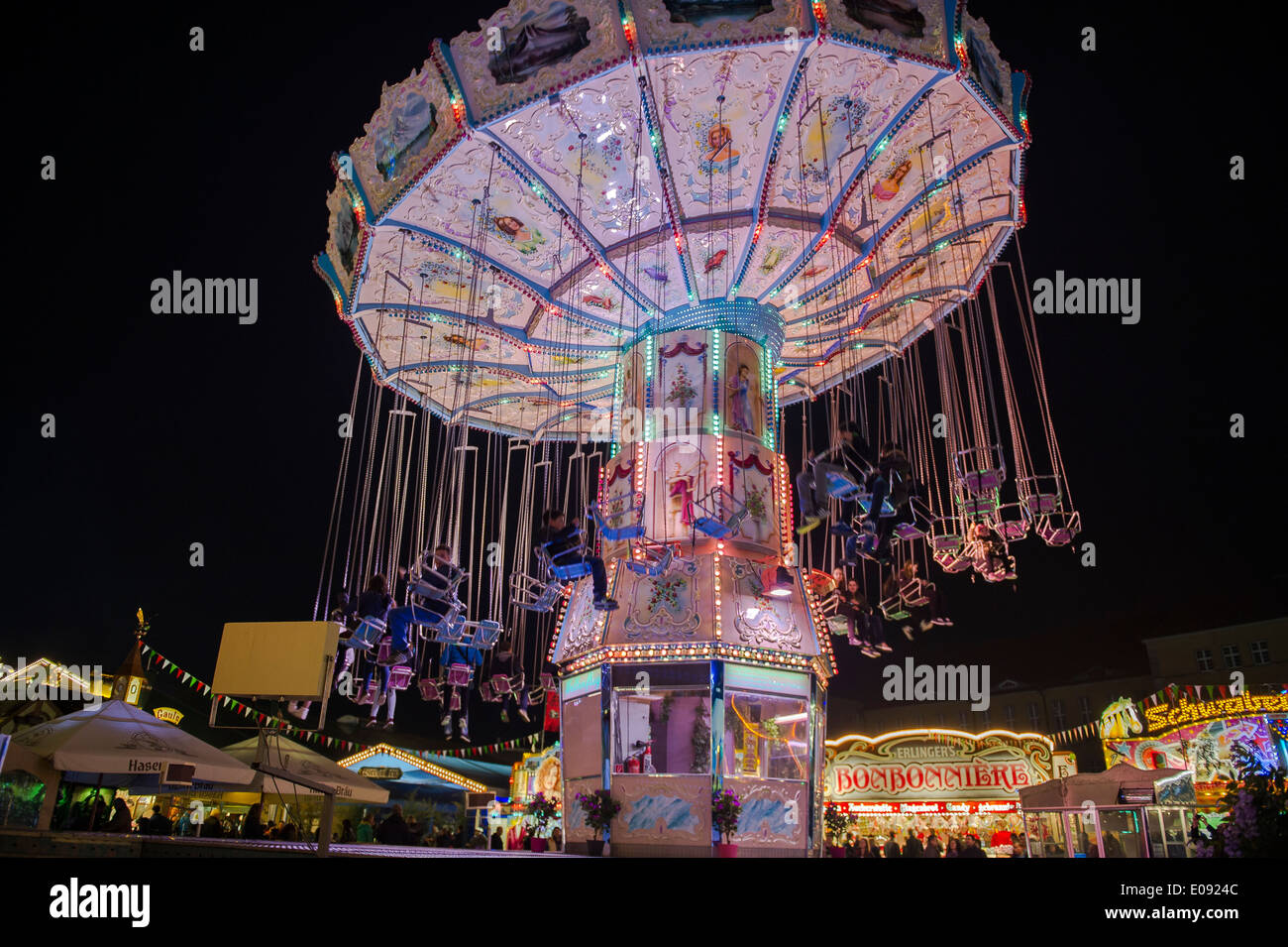 Kettenkarussell, swing carousel,Plaerrer,Augsburg, Stock Photo