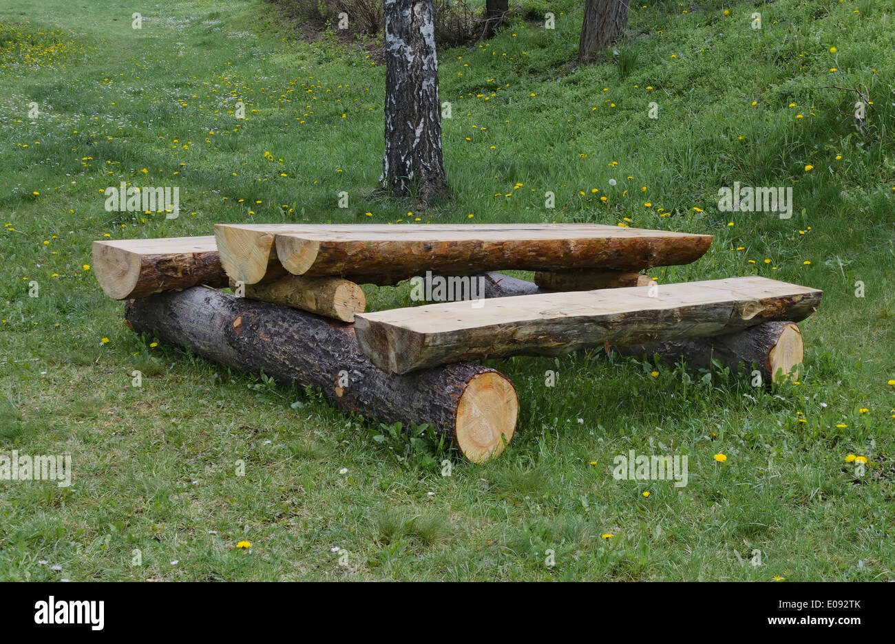 Wooden bench with picnic table hi-res stock photography and images - Alamy