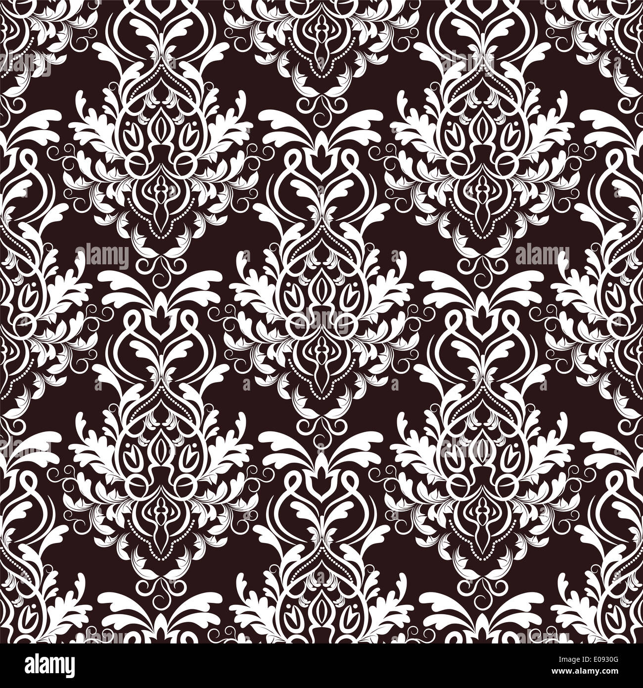 seamless black and white damask wallpaper Stock Photo - Alamy