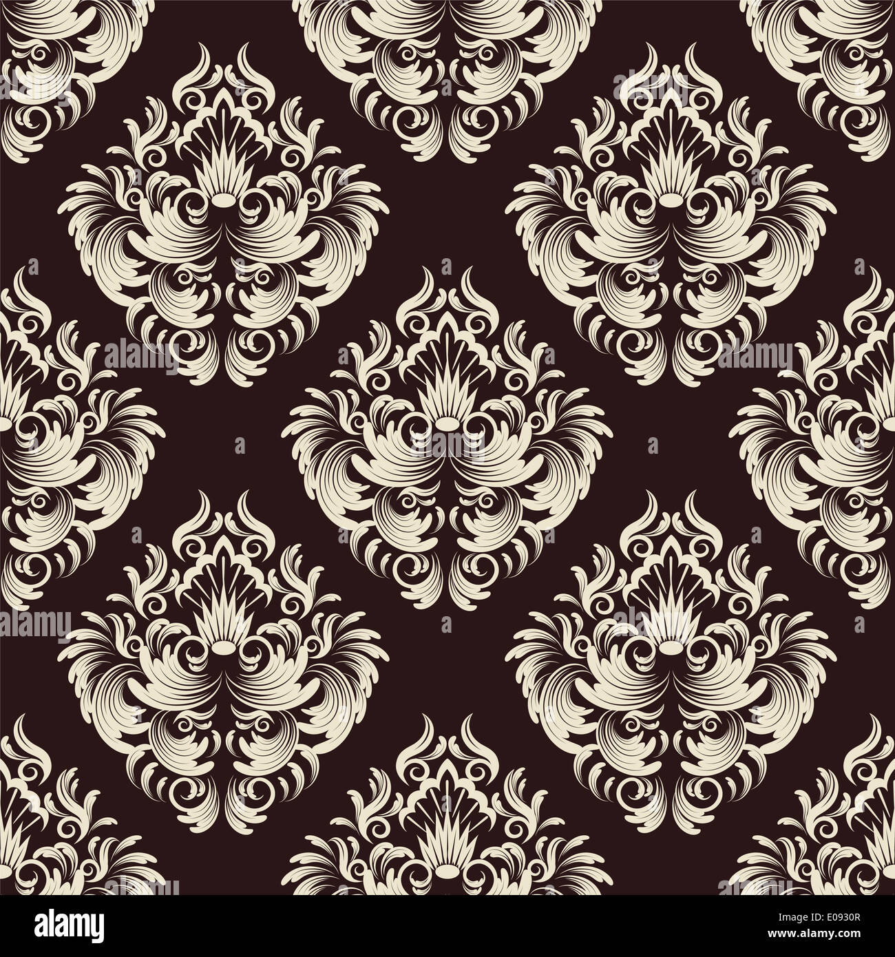 seamless black and white damask wallpaper Stock Photo - Alamy
