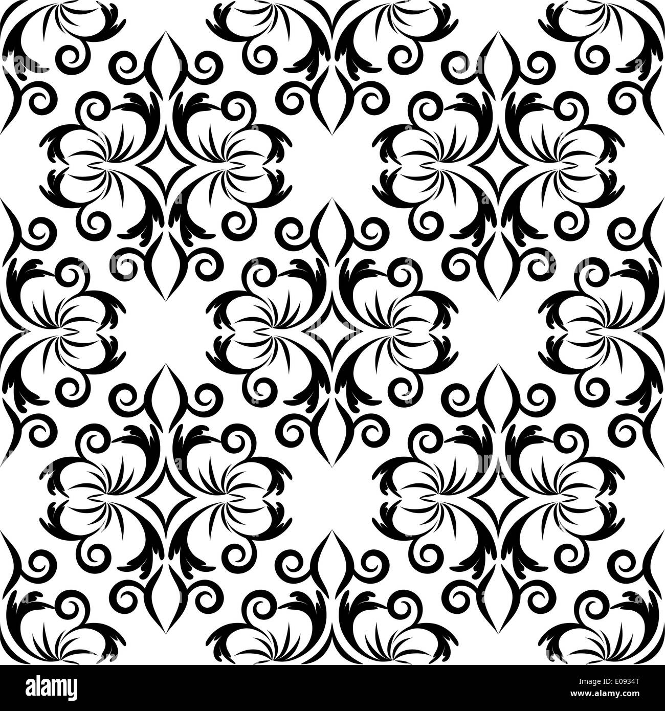 seamless black and white damask wallpaper Stock Photo Alamy