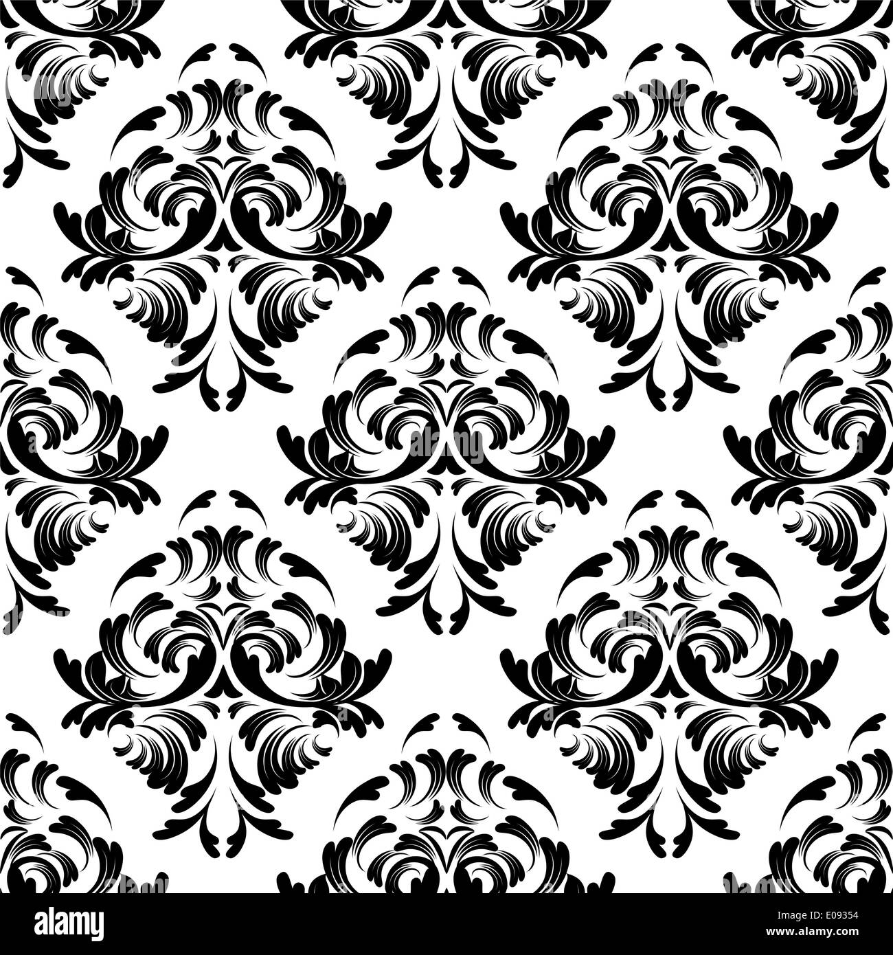 seamless black and white damask wallpaper Stock Photo Alamy