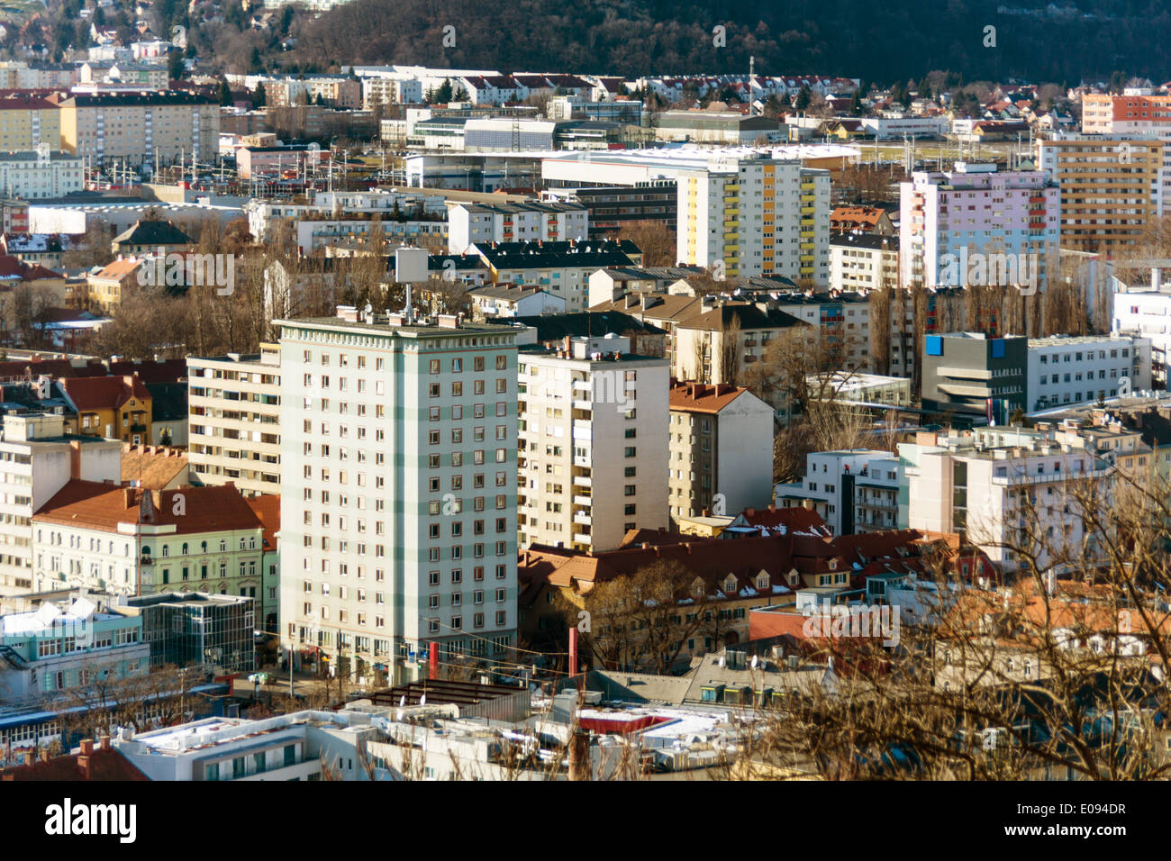 Residential blocks in Graz, Styria, Austria, Wohnbloecke in Graz, Steiermark, oesterreich Stock Photo