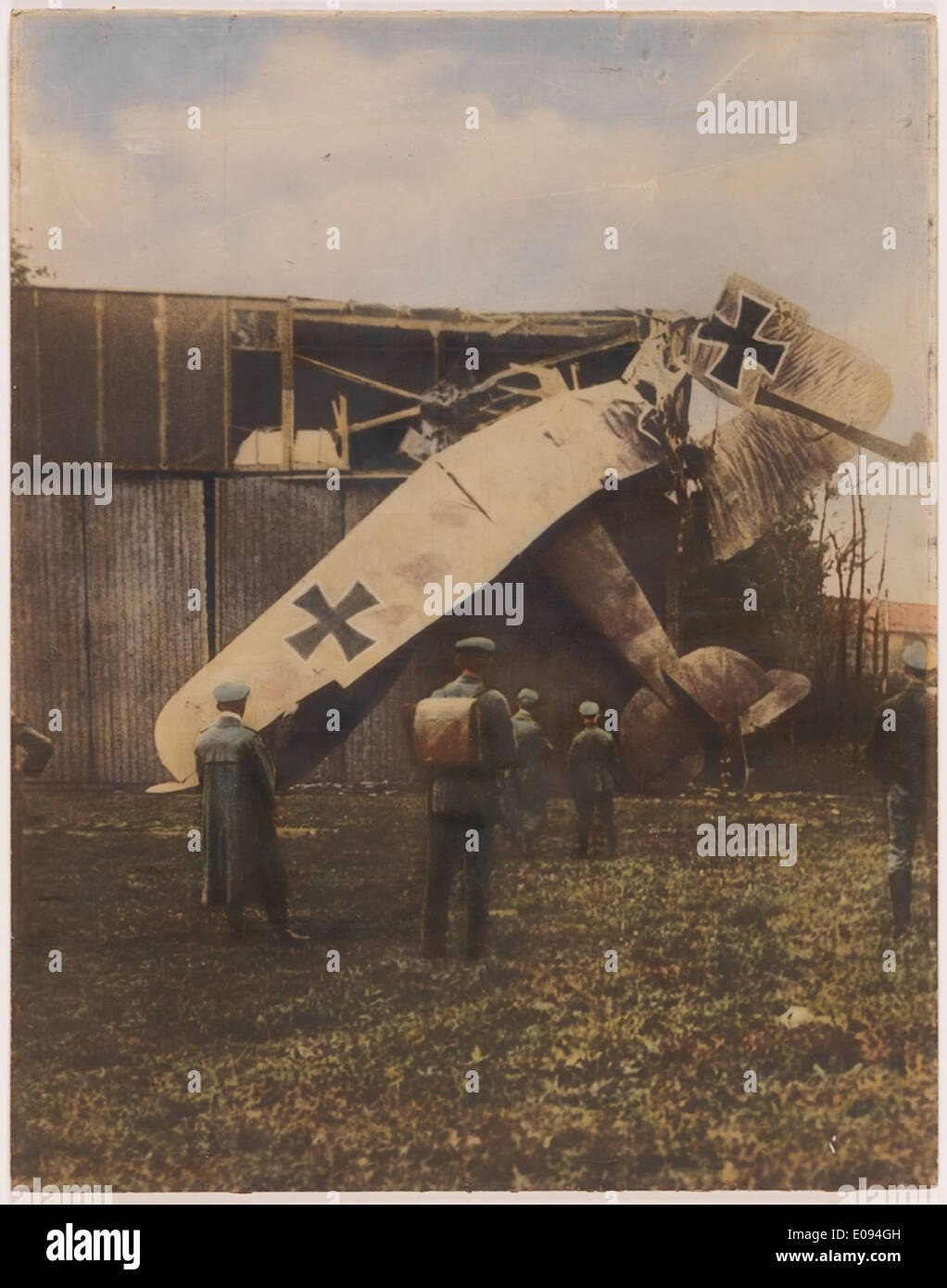 Germans gazing at one of the crashed planes Stock Photo