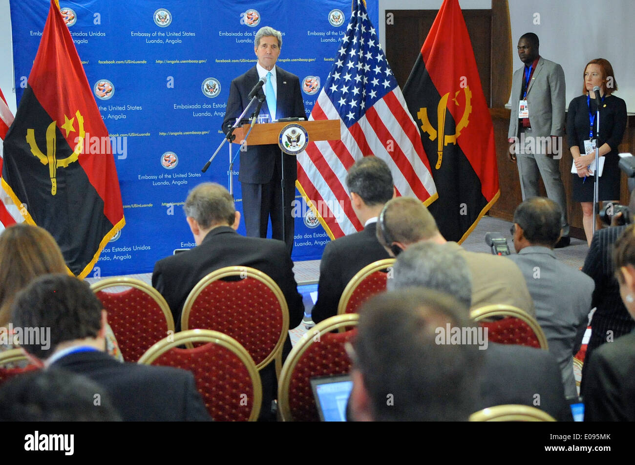 Secretary Kerry Holds News Conference After Meetings With Angolan Leaders Stock Photo