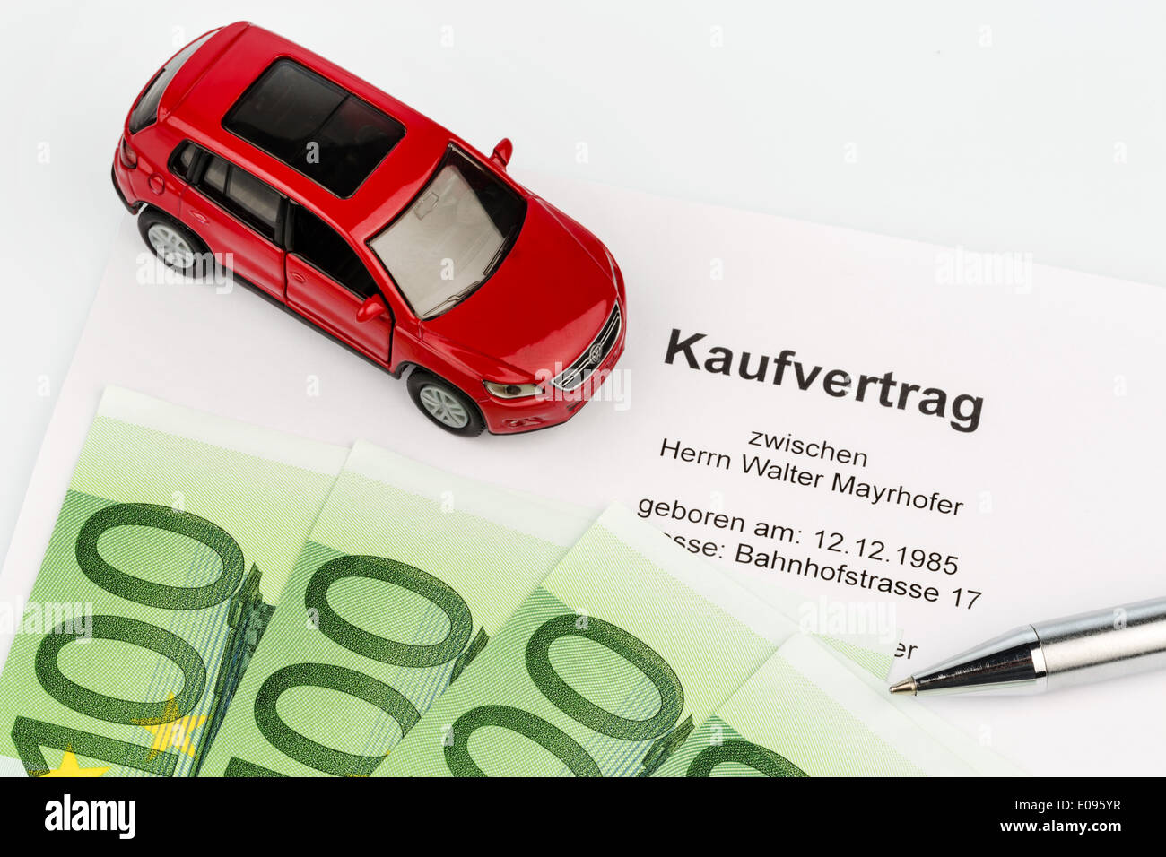 Euro buying a car Stock Photo