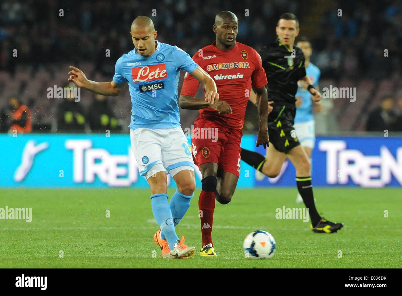 Naples, Italy. 6th May, 2014. Gokhan Inler during Italian Serie A match between SSC Napoli and Cagliari Calcio Football/Soccer at Stadio San Paolo on May 6, 2014 in Naples, Italy. © Franco Romano/NurPhoto/ZUMAPRESS.com/Alamy Live News Stock Photo