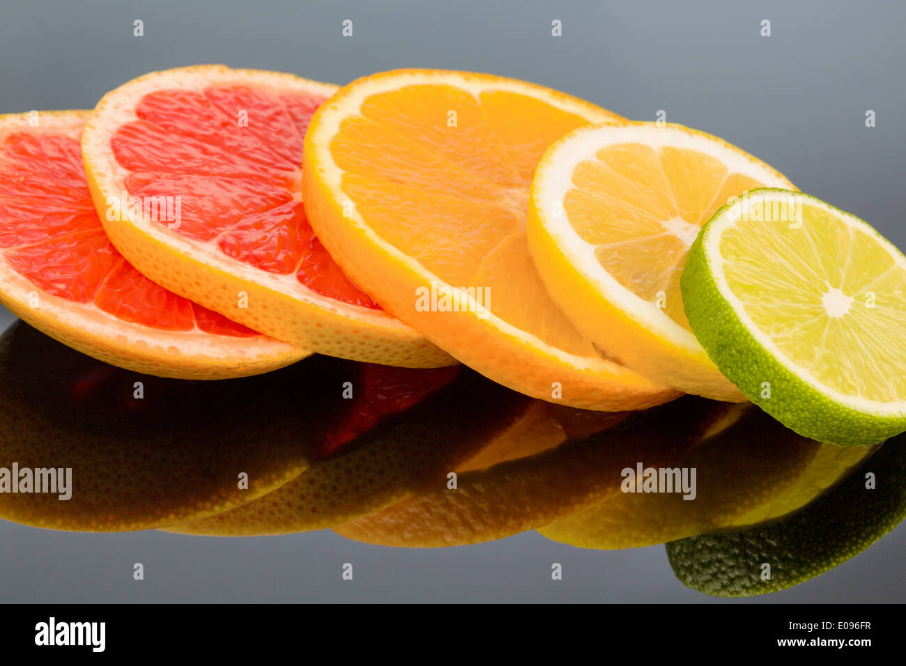Discs of an orange. Symbolic photo fue healthy vitamins by fresh fruit, Scheiben einer Orange. Symbolfoto fue gesunde Vitamine d Stock Photo
