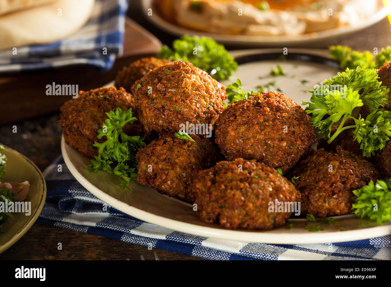 Healthy Vegetarian Falafel Balls with Rice and Salad Stock Photo - Alamy