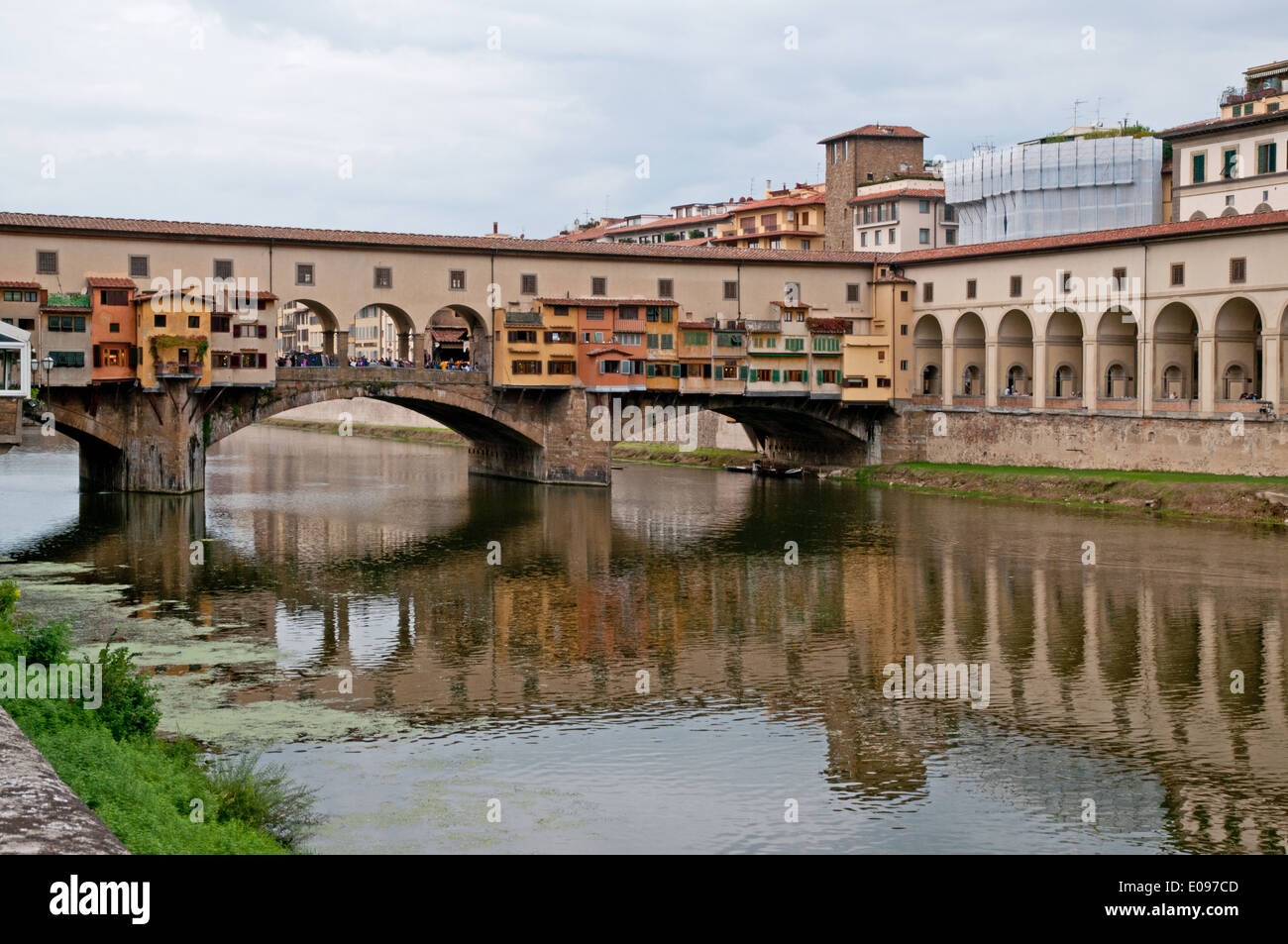 East side of the Ponte Vecchio over the River Arno Florence Italy Stock Photo