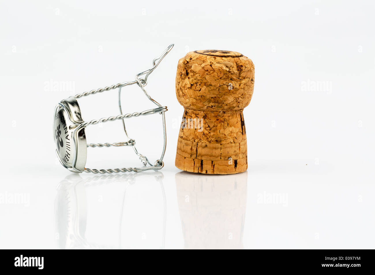 Clip and champagne cork, symbolic photo for festivities, pleasure and consumption of alcohol, Agraffe und Sektkorken, Symbolfoto Stock Photo