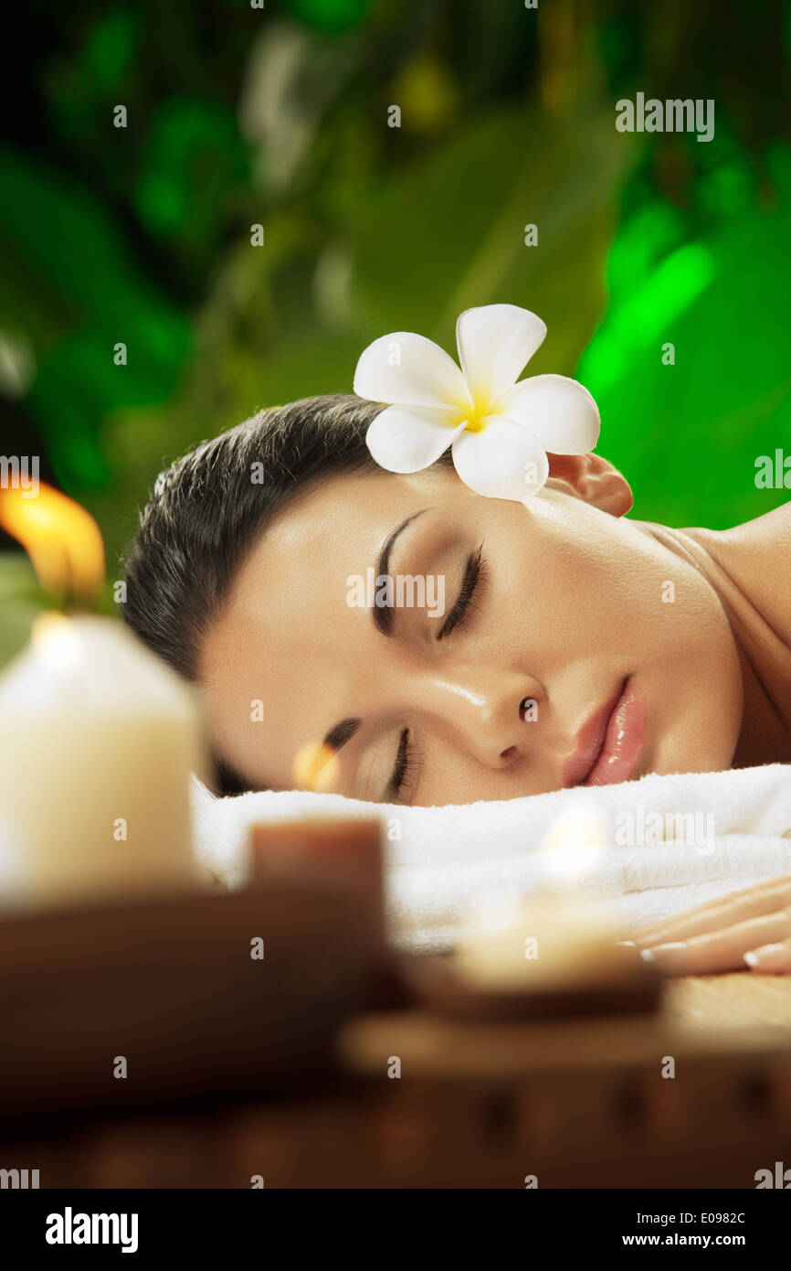 portrait of young beautiful woman in spa environment Stock Photo - Alamy
