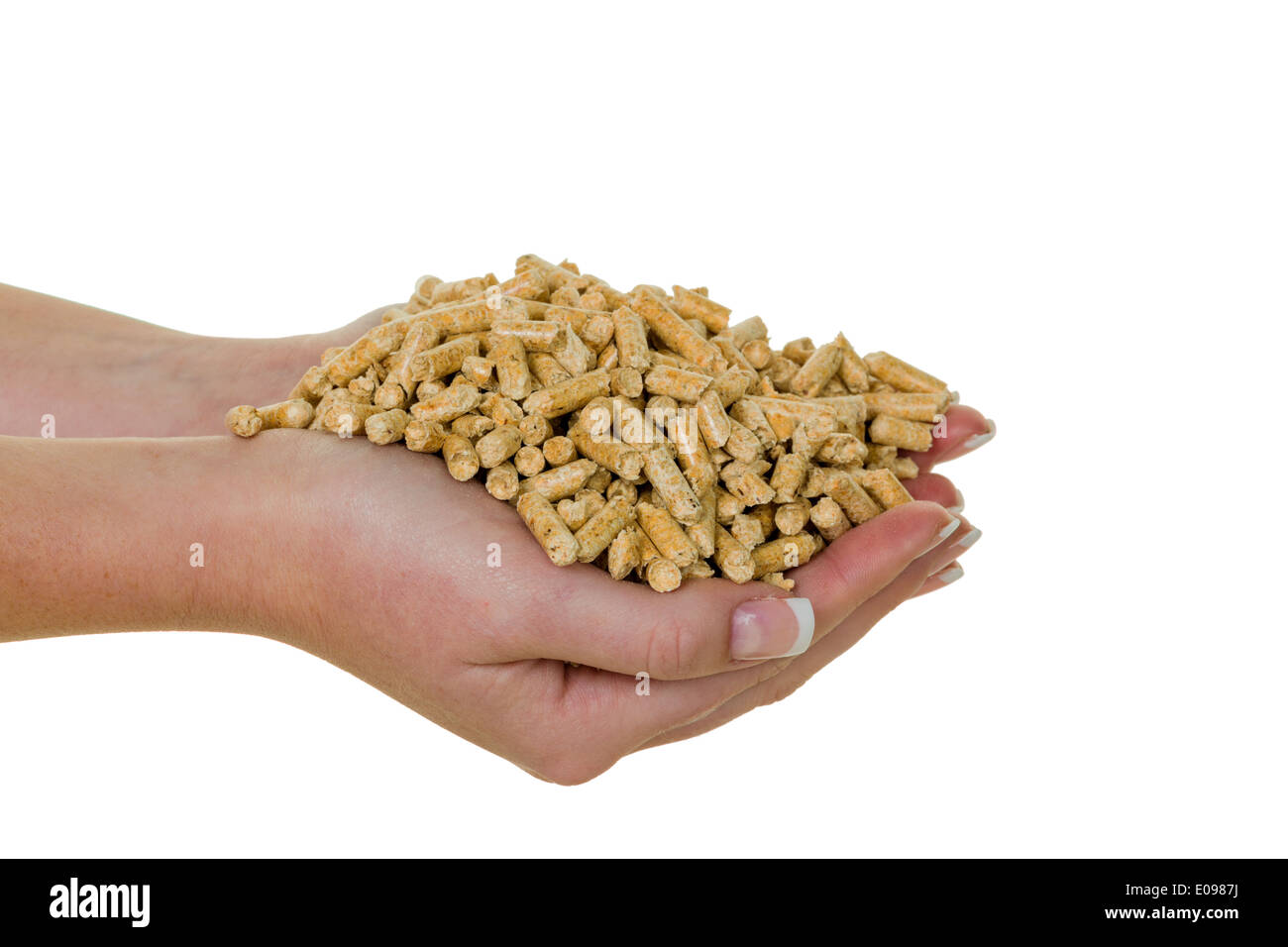 Alternative energy for the heating. Heat with Pellets already the environment., Alternative Energie fuer die Heizung. Heizen mit Stock Photo