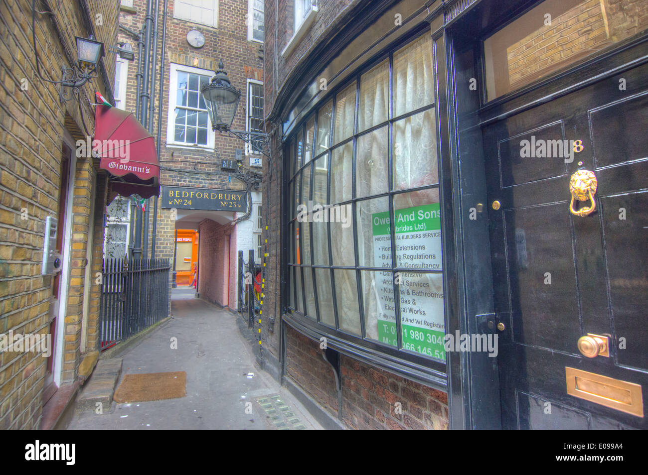 old fashioned alleyway.  Bedfordbury London Stock Photo