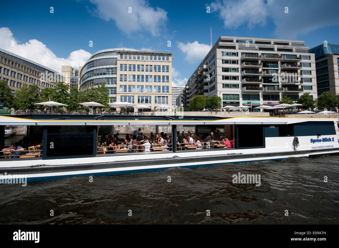 Germany, Berlin, Tour Boat on Spree River Stock Photo - Alamy