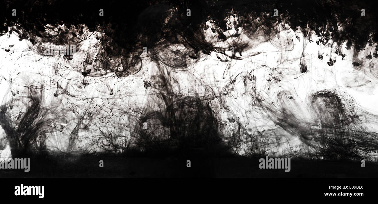 water and black ink lines on white Stock Photo