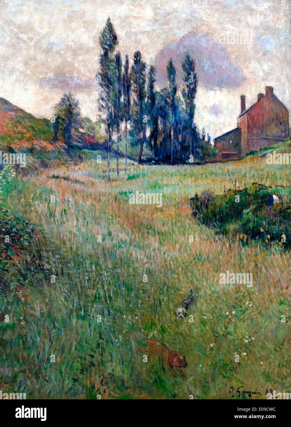 Dogs Running in a meadow 1888 Paul Gauguin 1848–1903 France French Stock Photo