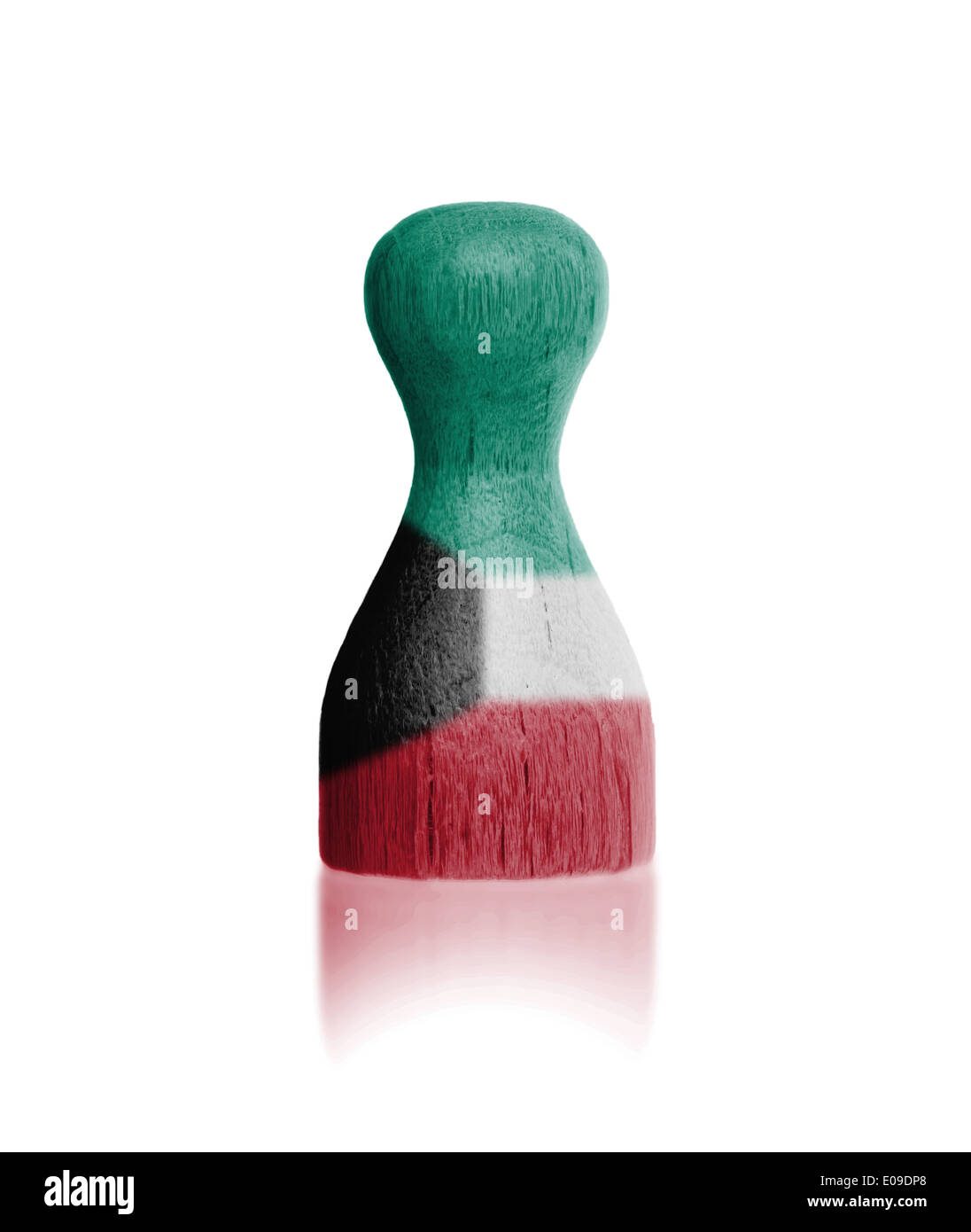 Wooden pawn with a painting of a flag Kuwait Stock Photo - Alamy