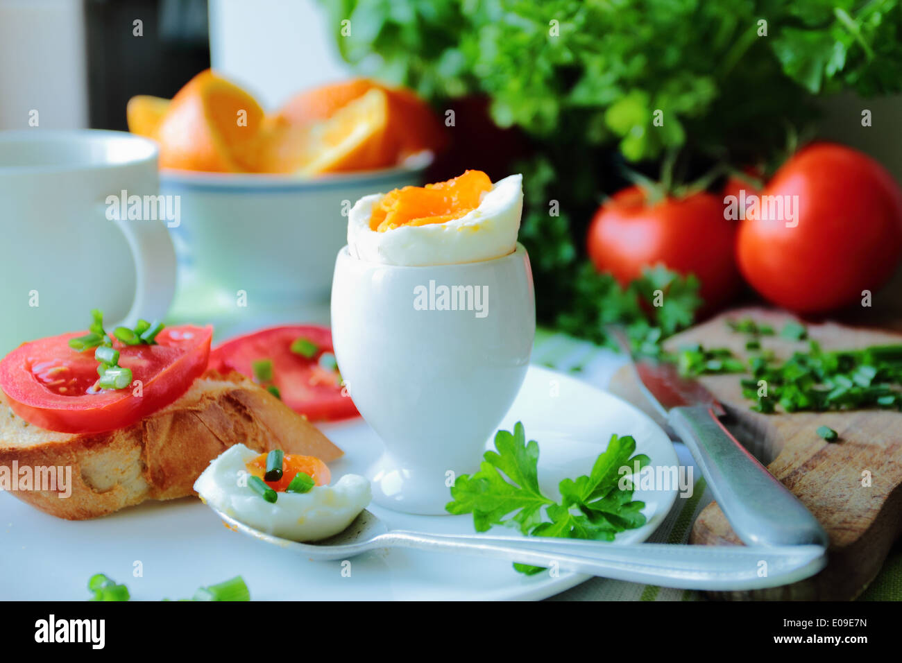 Boiled egg for breakfast Stock Photo - Alamy