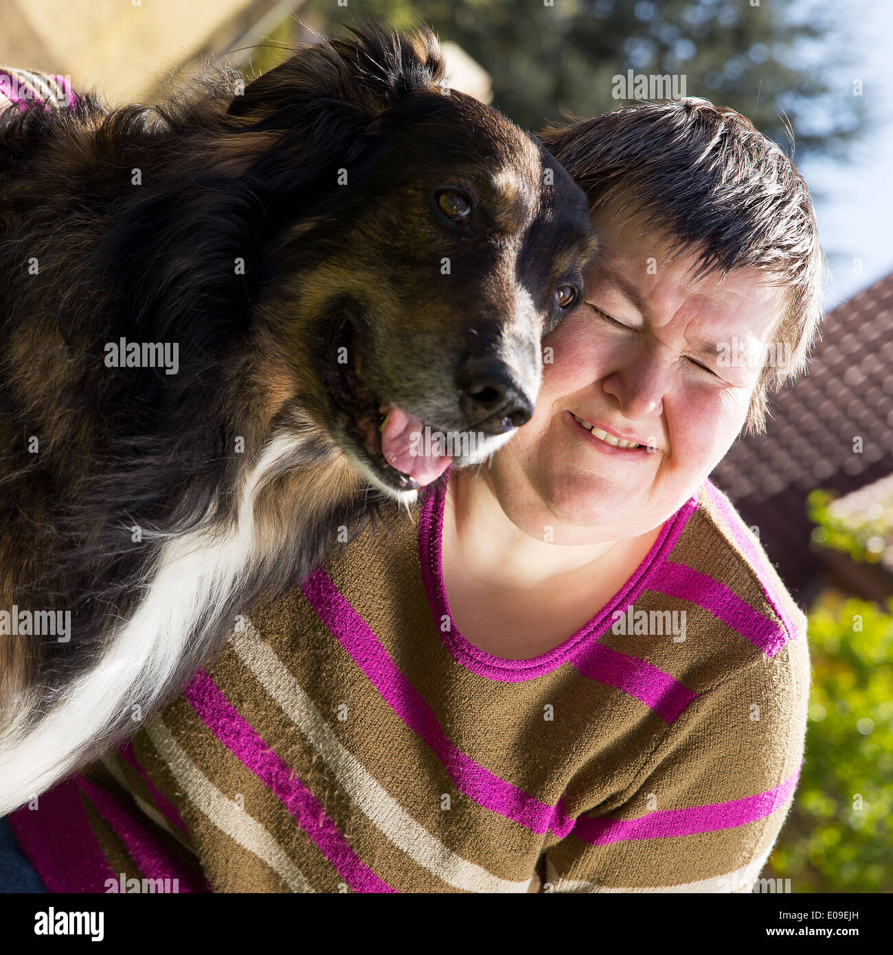 animal assisted therapy outdoors with dog Stock Photo