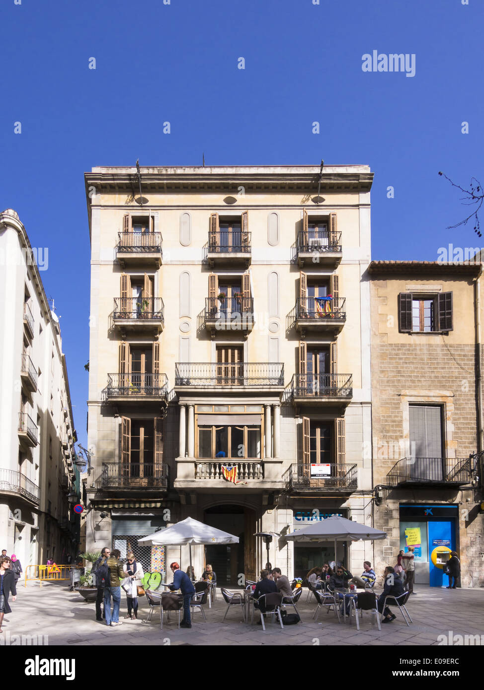 Spain, Catalonia, Barcelona, Placa del Pi, Restaurant Stock Photo