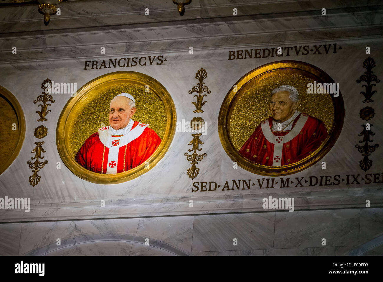Italy, Rome, Basilica San Paolo fuori le Mura, Images of Popes Stock Photo