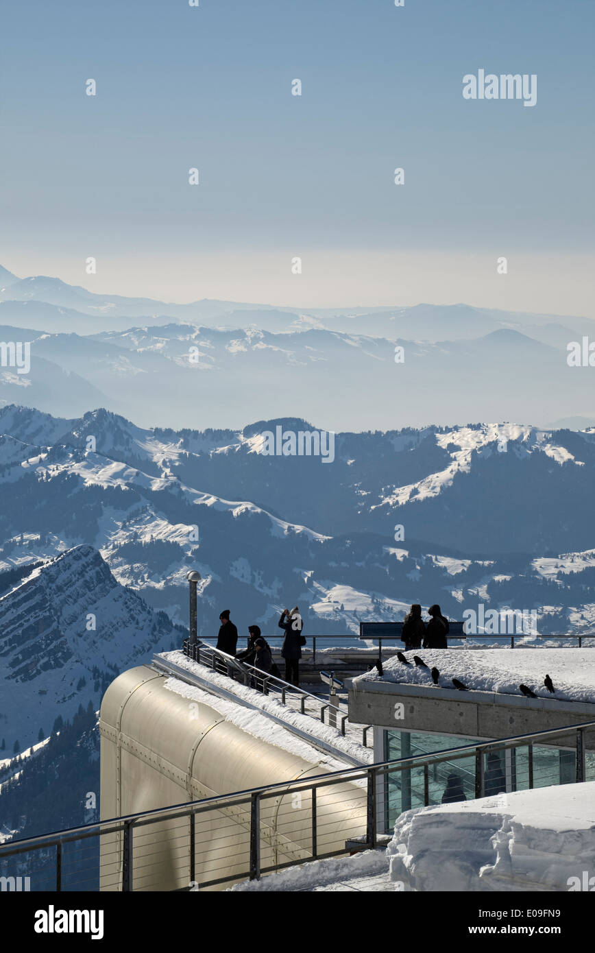 Switzerland, Canton of Appenzell Ausserrhoden, Viewing platform to Saentis Stock Photo