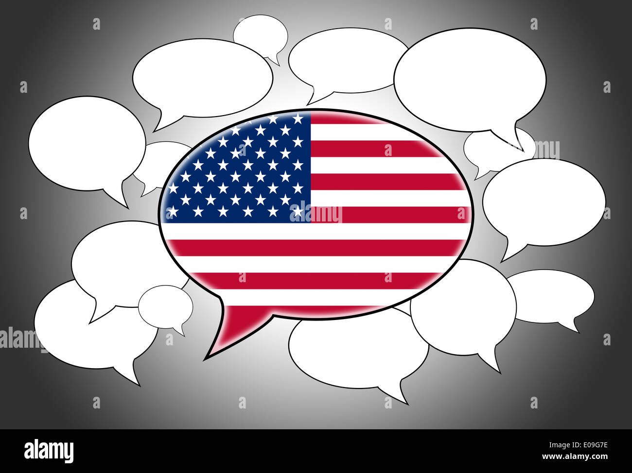 Speech bubbles concept - spoken language is American or English Stock Photo