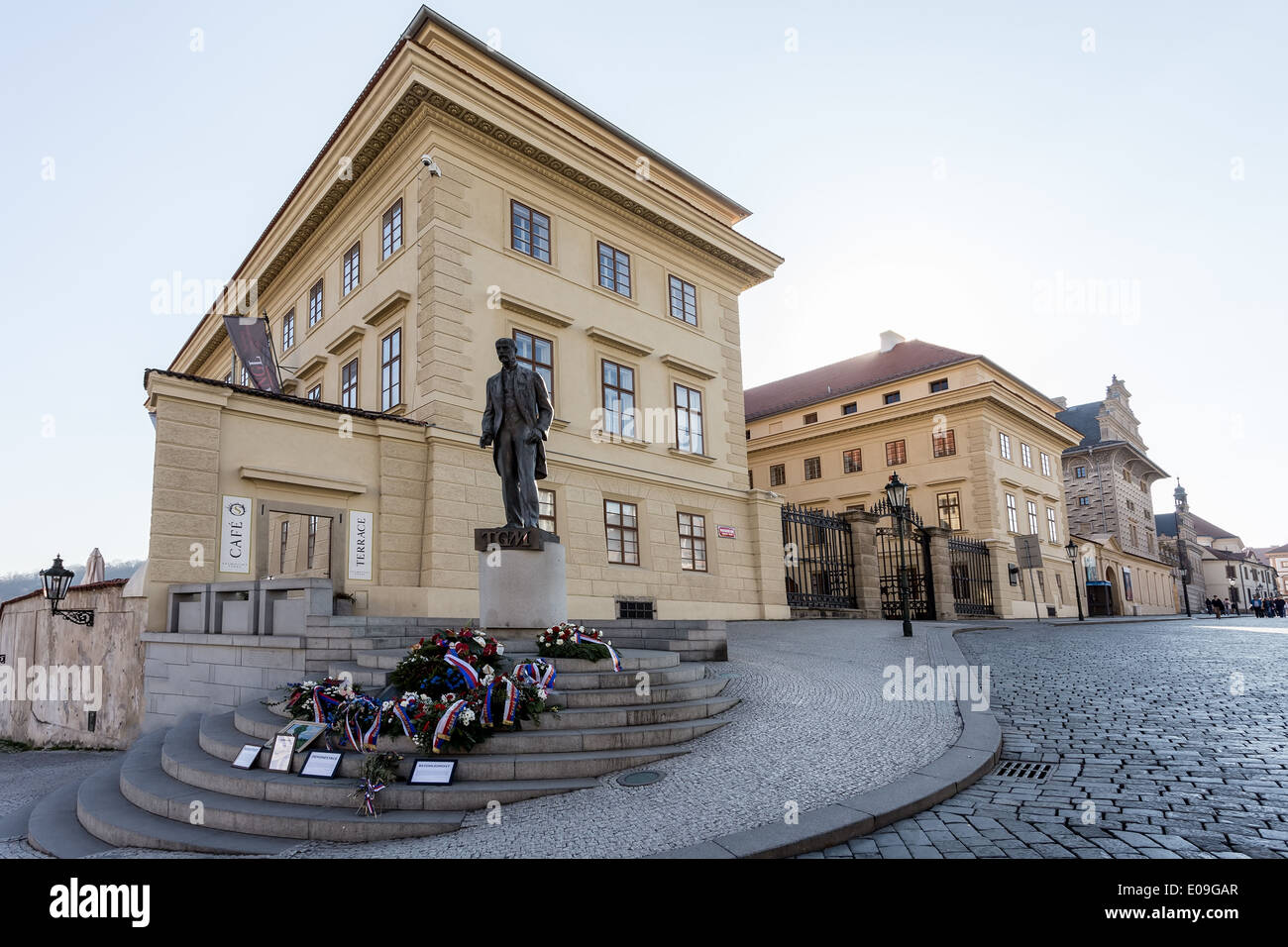 PRAGUE, CZECH REPUBLIC - MARCH 13th, 2014 - Monument, of, Tomas, Garrique, Masaryk, on, Hradcany, Square. Stock Photo