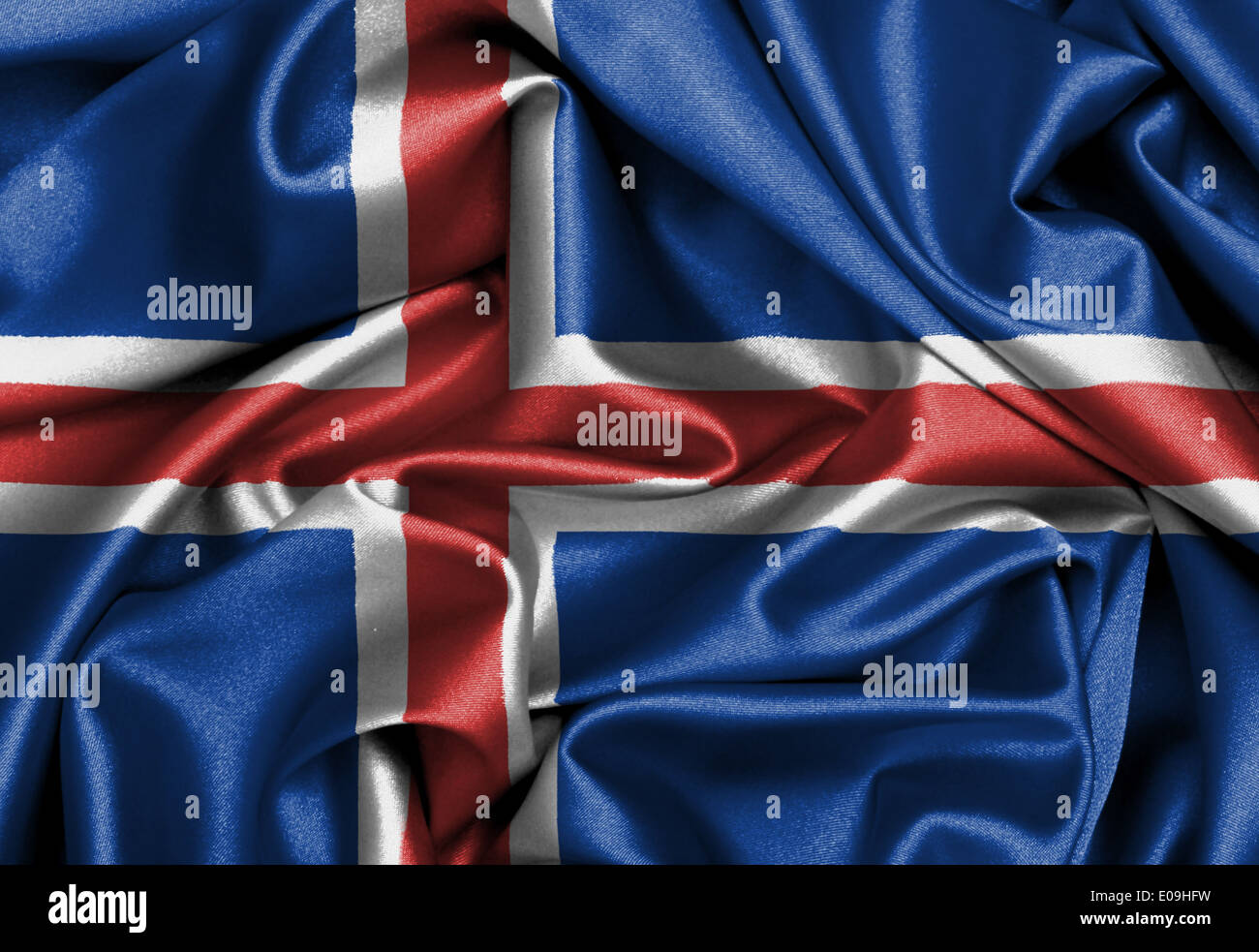 Satin flag three dimensional render flag of Iceland Stock Photo - Alamy
