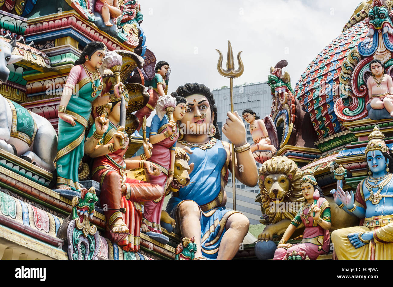 Singapore, view to Mariyamman temple, partial view Stock Photo