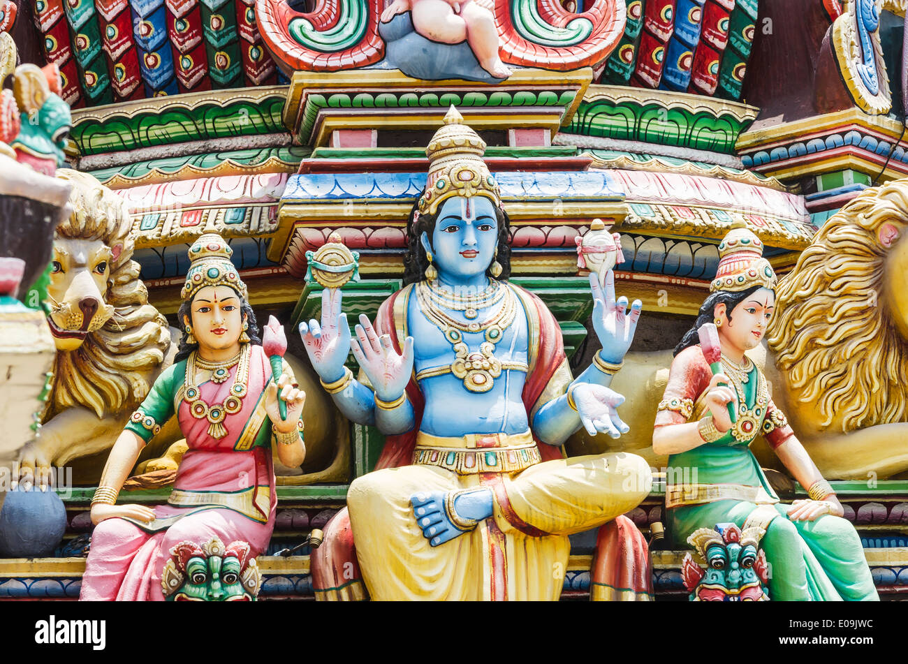 Singapore, view to Mariyamman temple, partial view Stock Photo