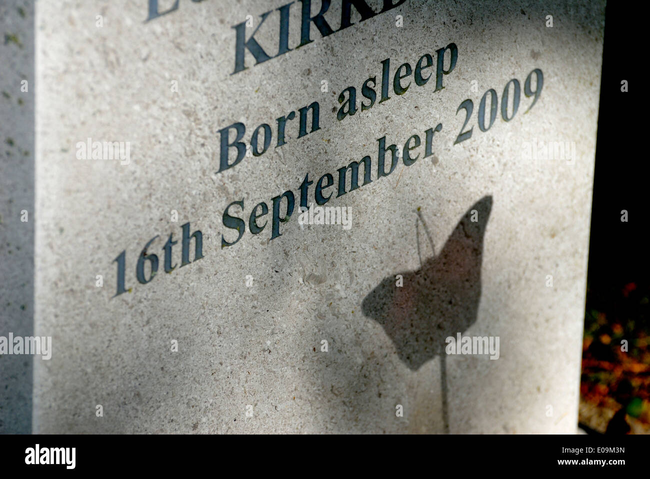 Grave of still-born child. 'Born Asleep' Stock Photo