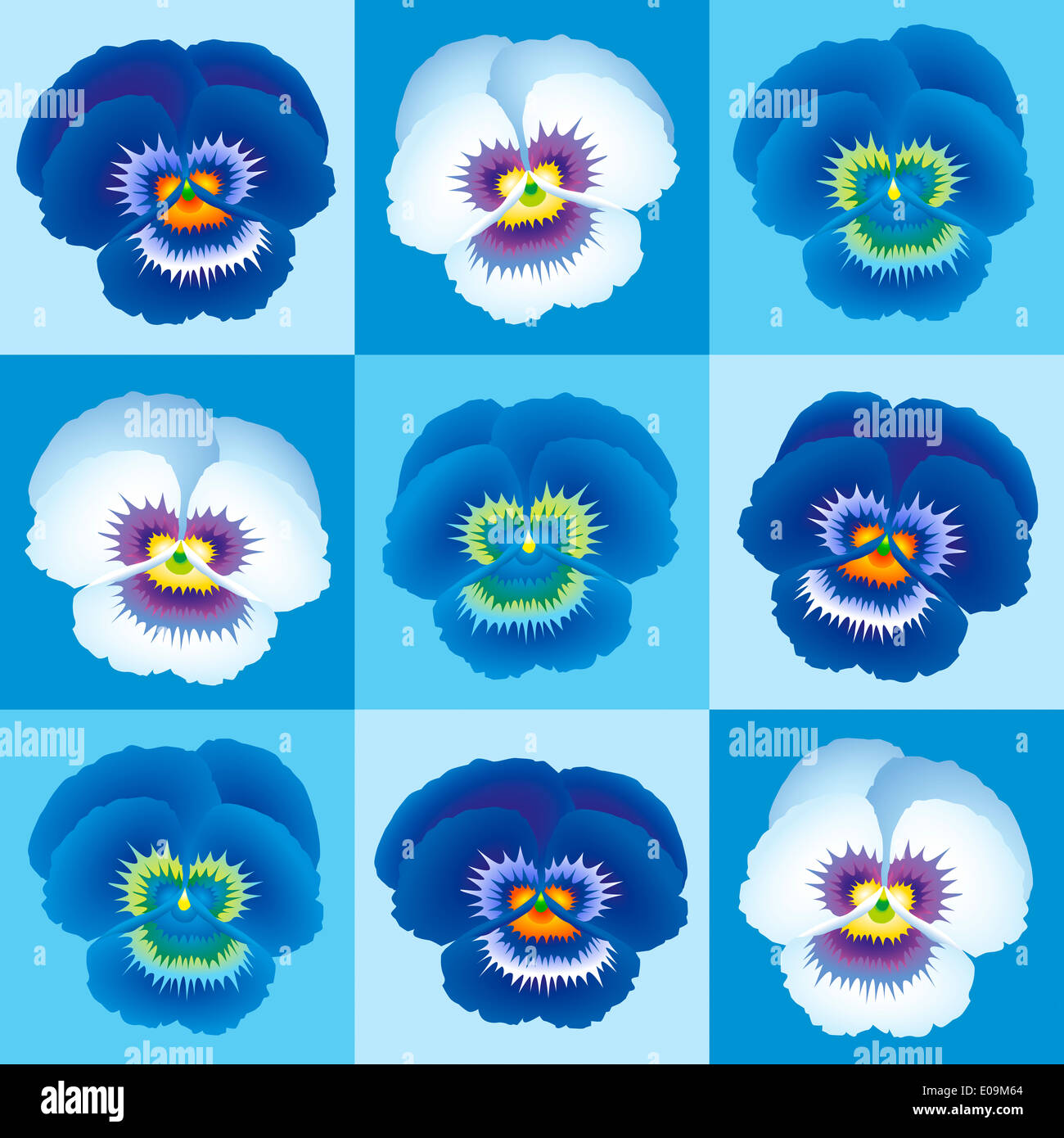 Blue pansy wallpaper - seamless background can be created. Stock Photo