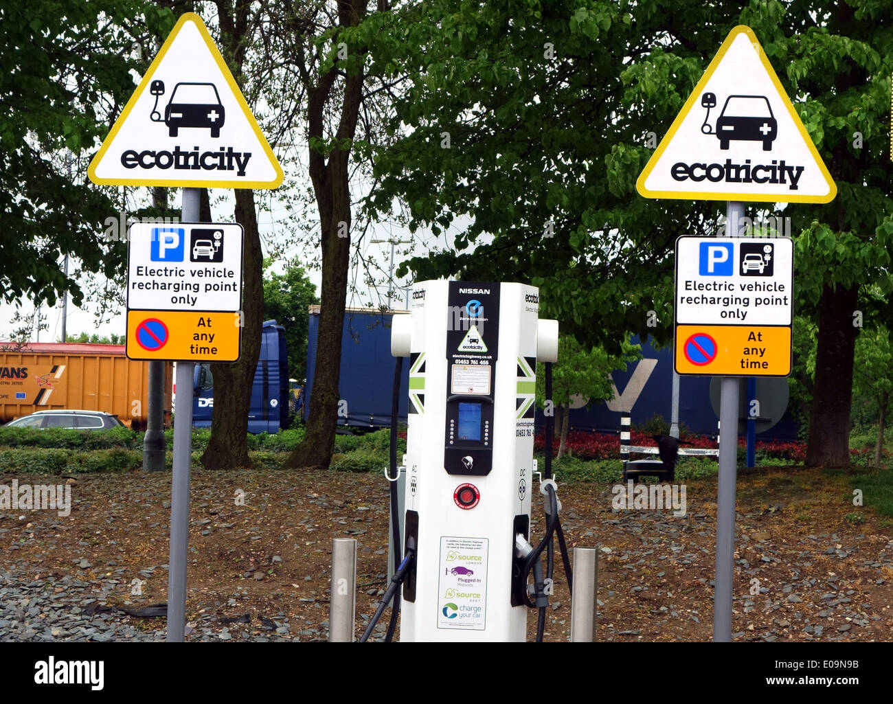Ecotricity electric vehicle charging station in services on M4 motorway