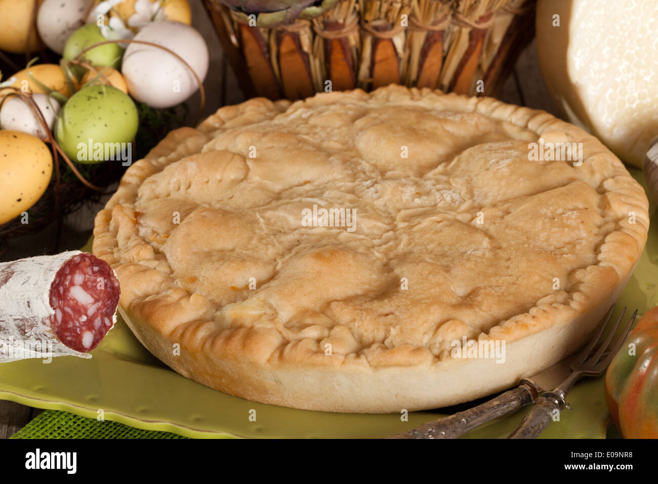 Pizza Rustica, Traditional Neapolitan Cuisine Stock Photo