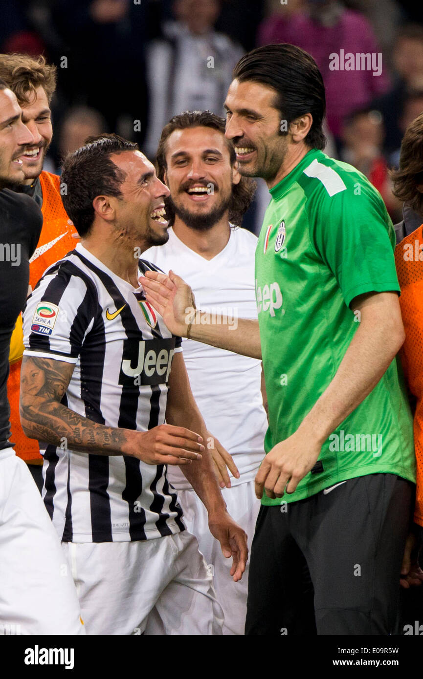 Turin, Italy. 5th May, 2014. Carlos Tevez, Gianluigi Buffon