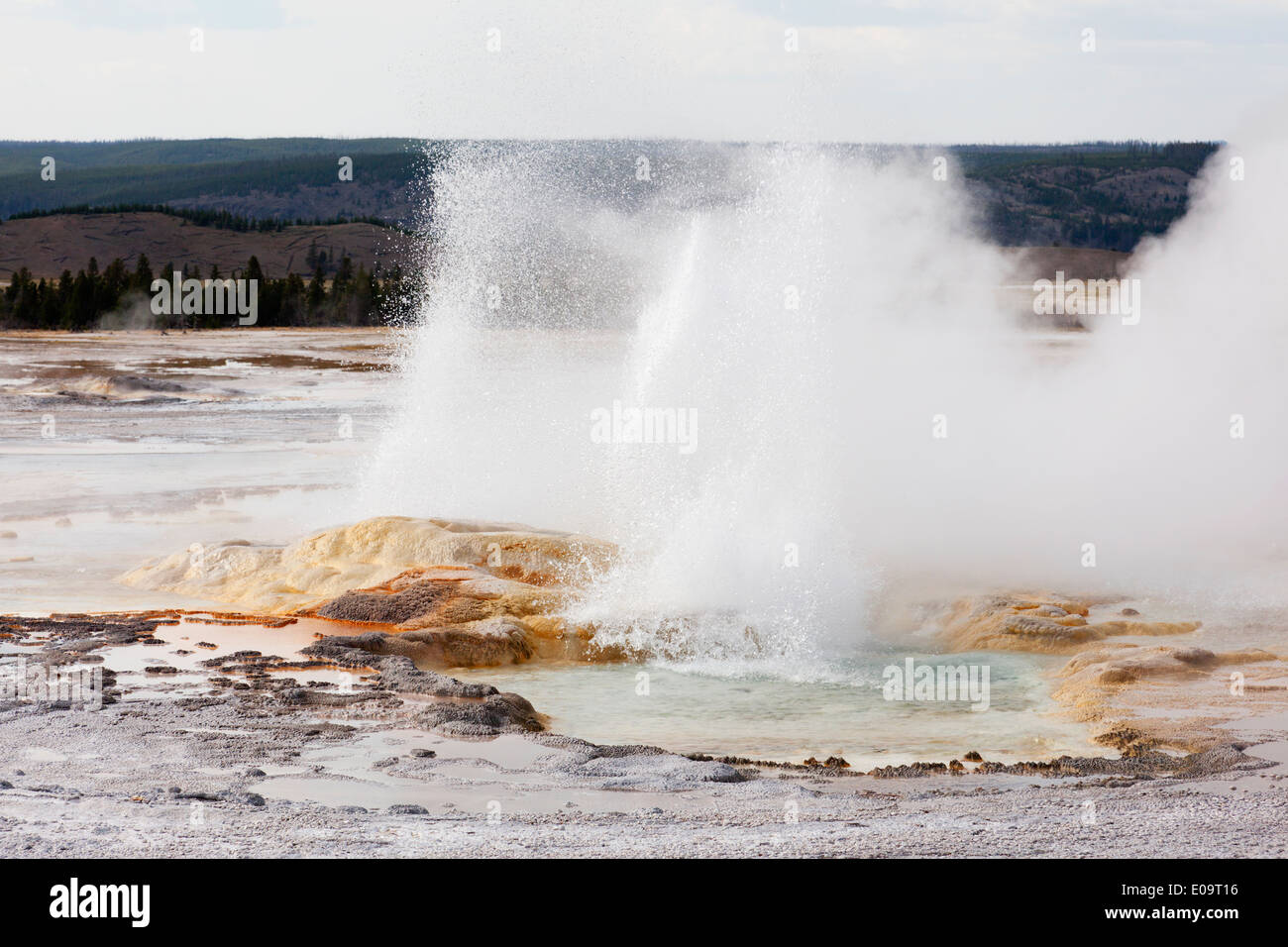 Clepsydra Geyser at the Fountain Pot area of Yellowstone National Park Stock Photo