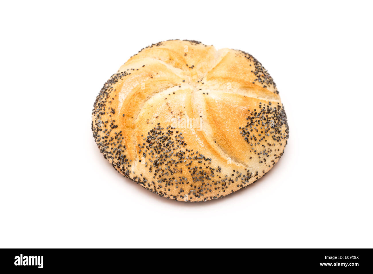Kaiser Roll With Poppy Seeds Isolated Stock Photo - Alamy