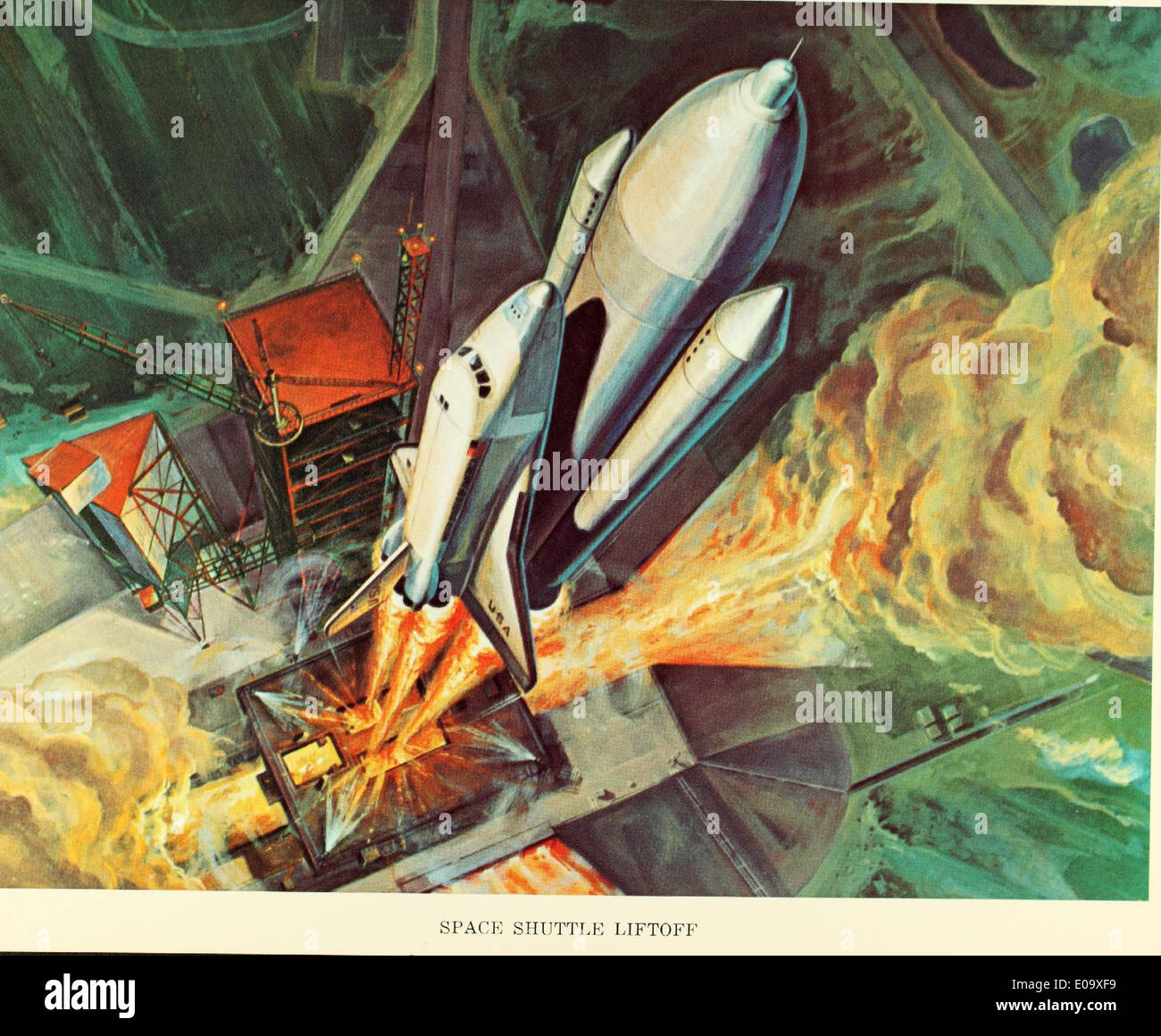 This glossy photograph from the Space Shuttle Program features one of ...