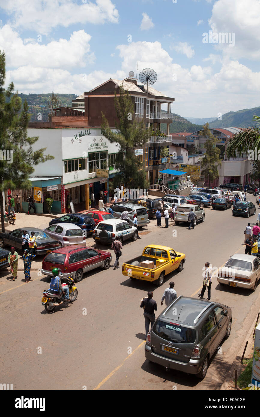 Street view in Kigali city center, Rwanda Stock Photo