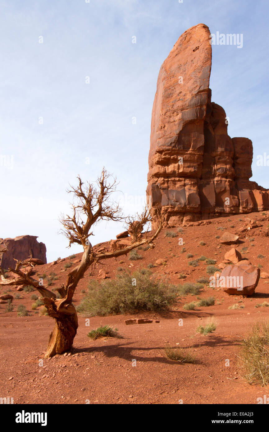 Iconic desert landscape of shrub brush and rock mesa Stock Photo Alamy